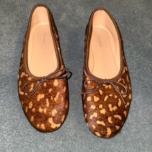 Mansur Gavriel Calf Hair Brown Leopard Print Women's Dream Ballerina Flats